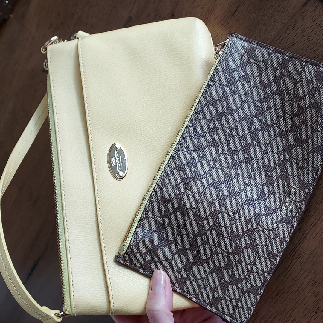 Rare Find Coach Yellow Mini Purse W/Zipper Pouch, Euc